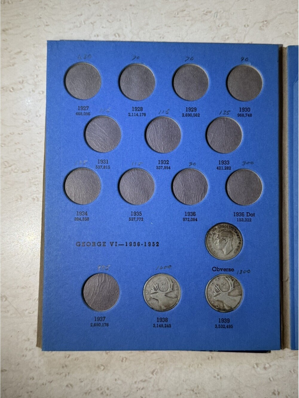 49 Canada Coins 25 Cent Quarter Collection 1938-1984 Silver Whitman Album Lot